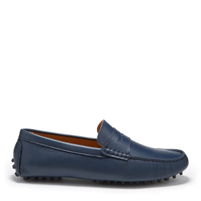 Penny Driving Loafers, french navy leather by Hugs & Co.
