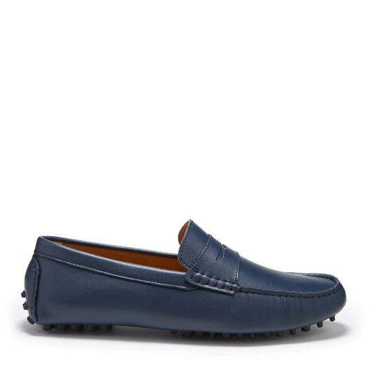 Penny Driving Loafers, french navy leather by Hugs & Co.