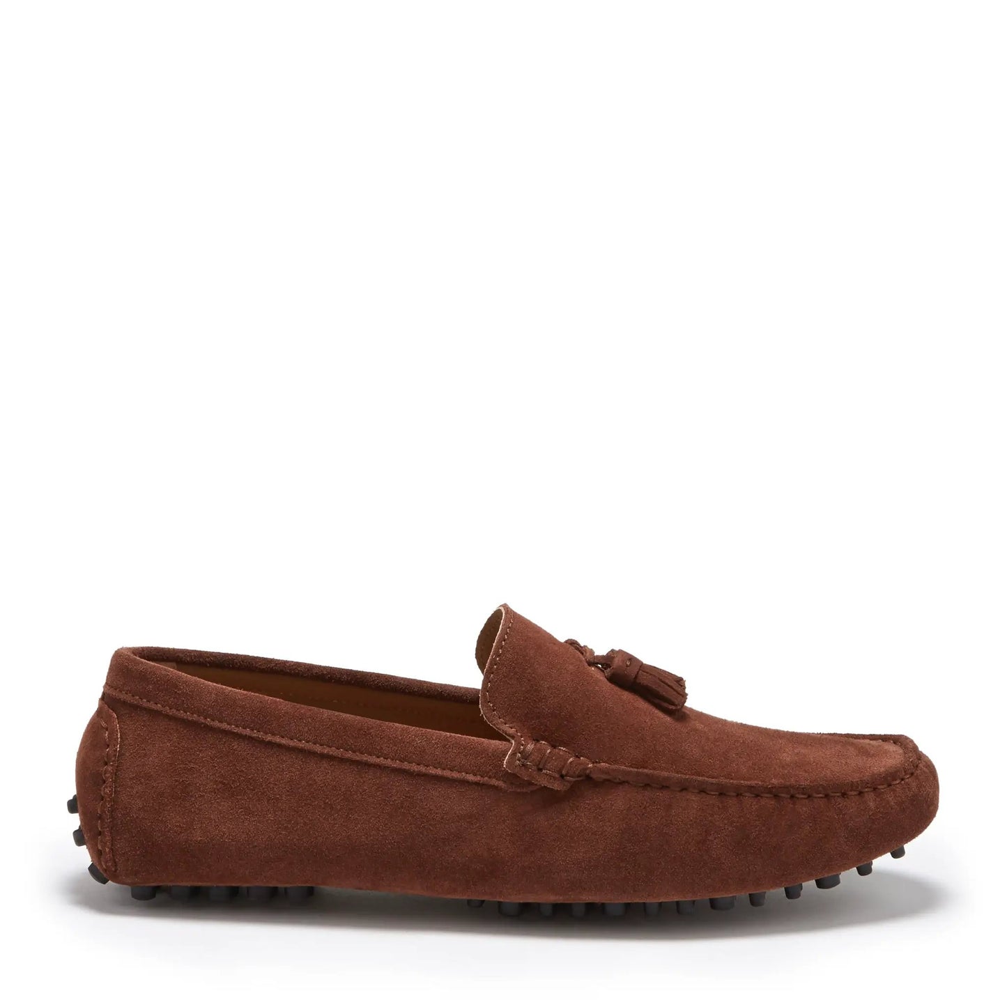 Tasselled Driving Loafers, mahogany brown suede by Hugs & Co.