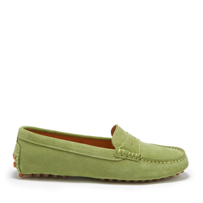 Women's Penny Driving Loafers, olive green by Hugs & Co.
