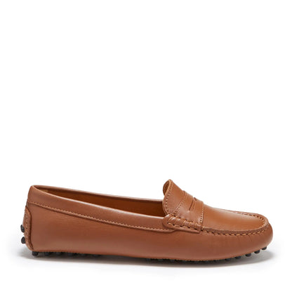 Women's Penny Driving Loafers, tan leather by Hugs & Co.