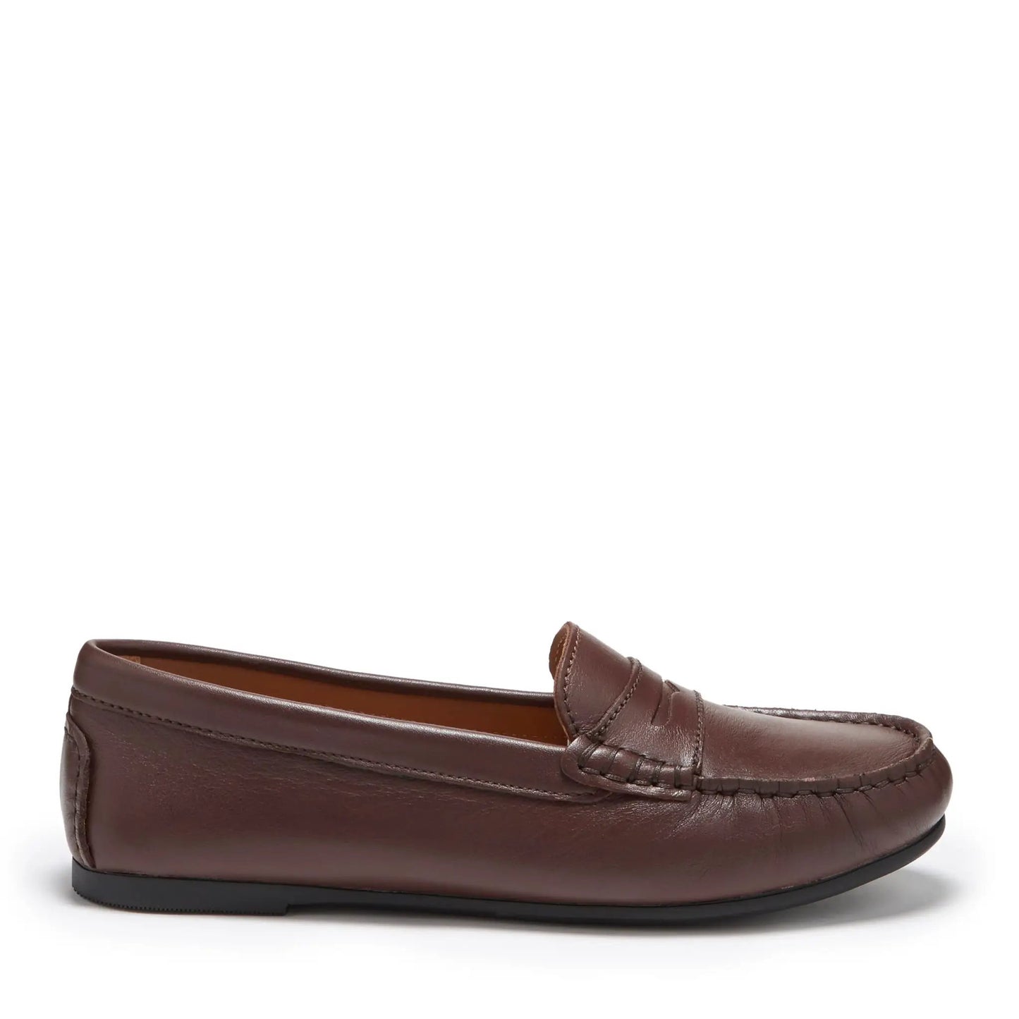 Women's Penny Driving Loafers Full Rubber Sole, brown leather by Hugs & Co.