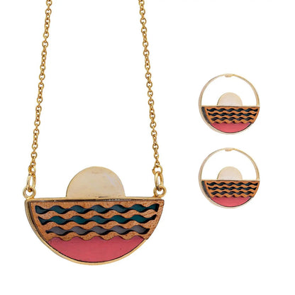 Sunset Recycled Wood Gold Earrings by Paguro Upcycle