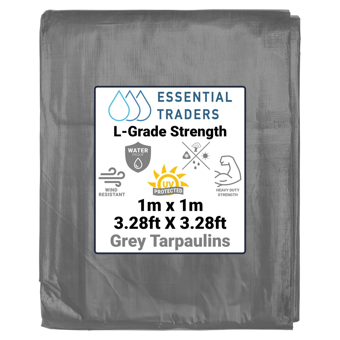 1m x 1m Grey Tarpaulins, L-Grade 200 GSM by Costwise