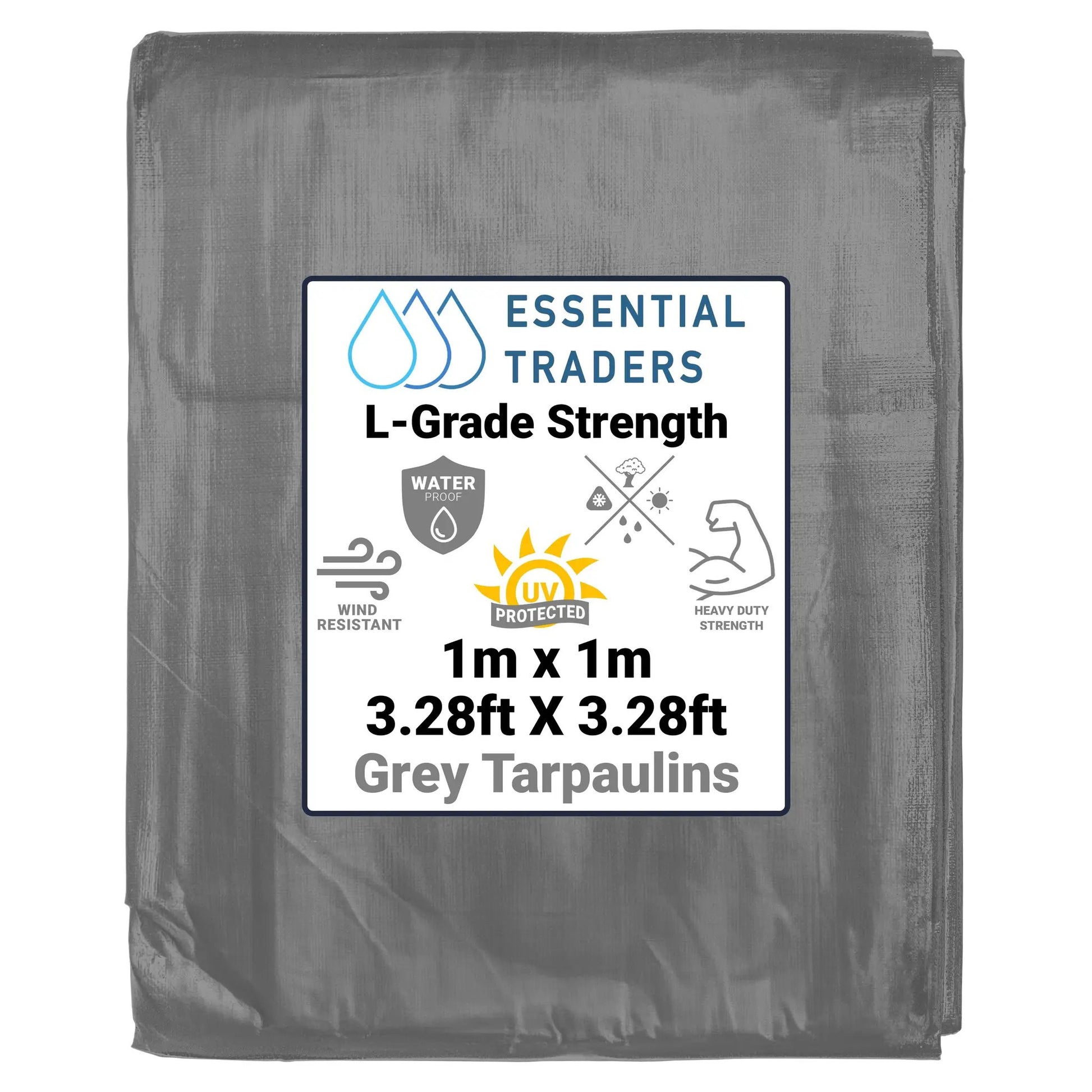 1m x 1m Grey Tarpaulins, L-Grade 200 GSM by Costwise