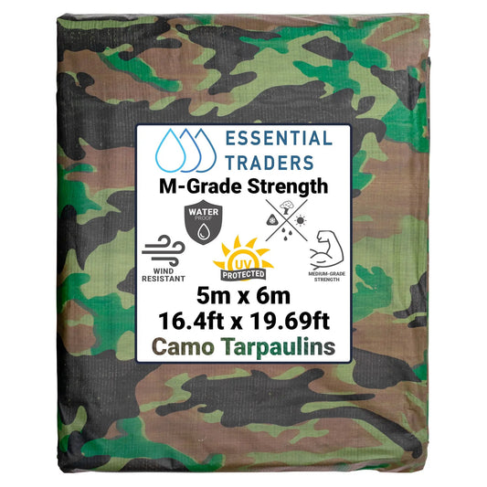 5m x 6m Camouflage Tarpaulins, M-Grade 90 GSM by Costwise