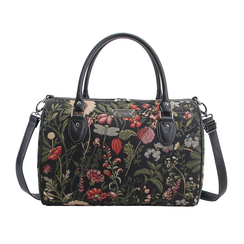 Morning Garden Black - Travel Bag by Signare Tapestry