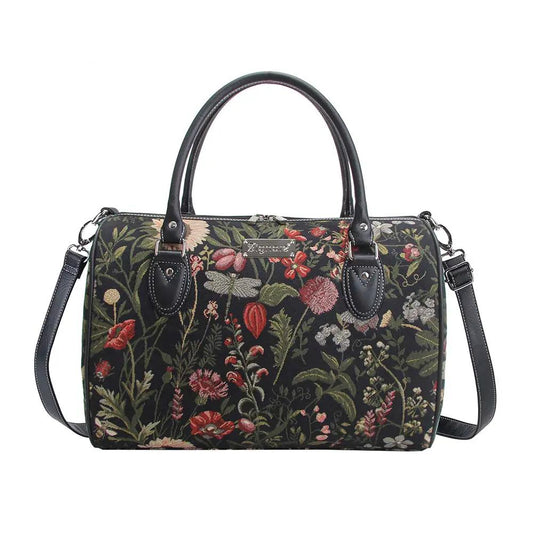 Morning Garden Black - Travel Bag by Signare Tapestry
