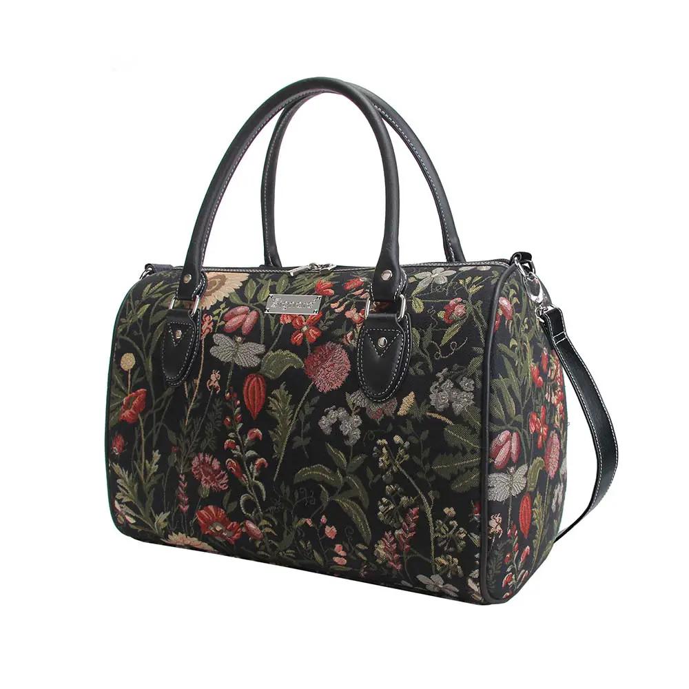 Morning Garden Black - Travel Bag by Signare Tapestry
