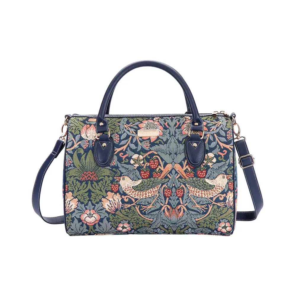 William Morris Strawberry Thief Blue - Travel Bag by Signare Tapestry