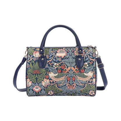 William Morris Strawberry Thief Blue - Travel Bag by Signare Tapestry