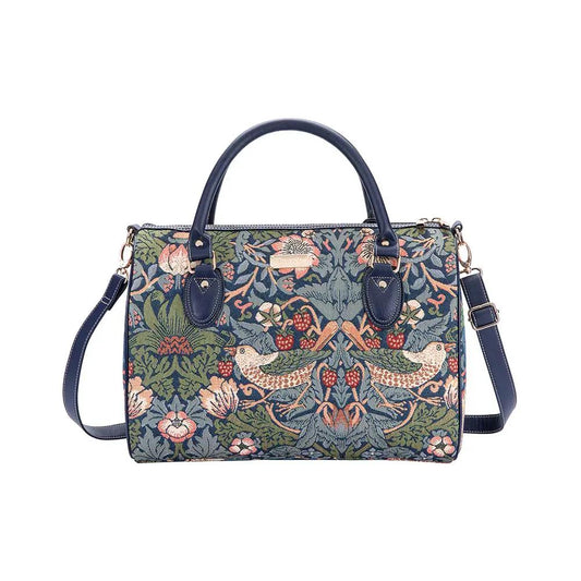 William Morris Strawberry Thief Blue - Travel Bag by Signare Tapestry