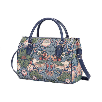 William Morris Strawberry Thief Blue - Travel Bag by Signare Tapestry