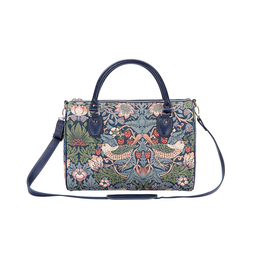 William Morris Strawberry Thief Blue - Travel Bag by Signare Tapestry