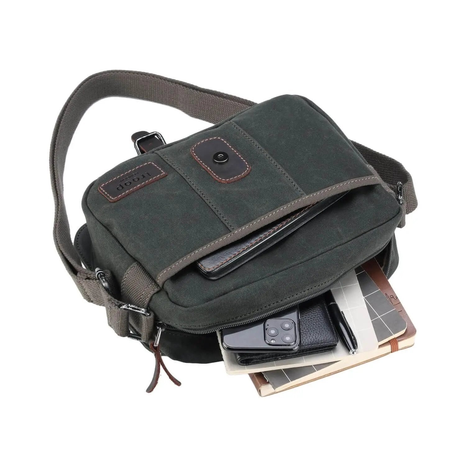 Heritage Waxed Canvas Across Body Bag | TRP0440 by Troop London