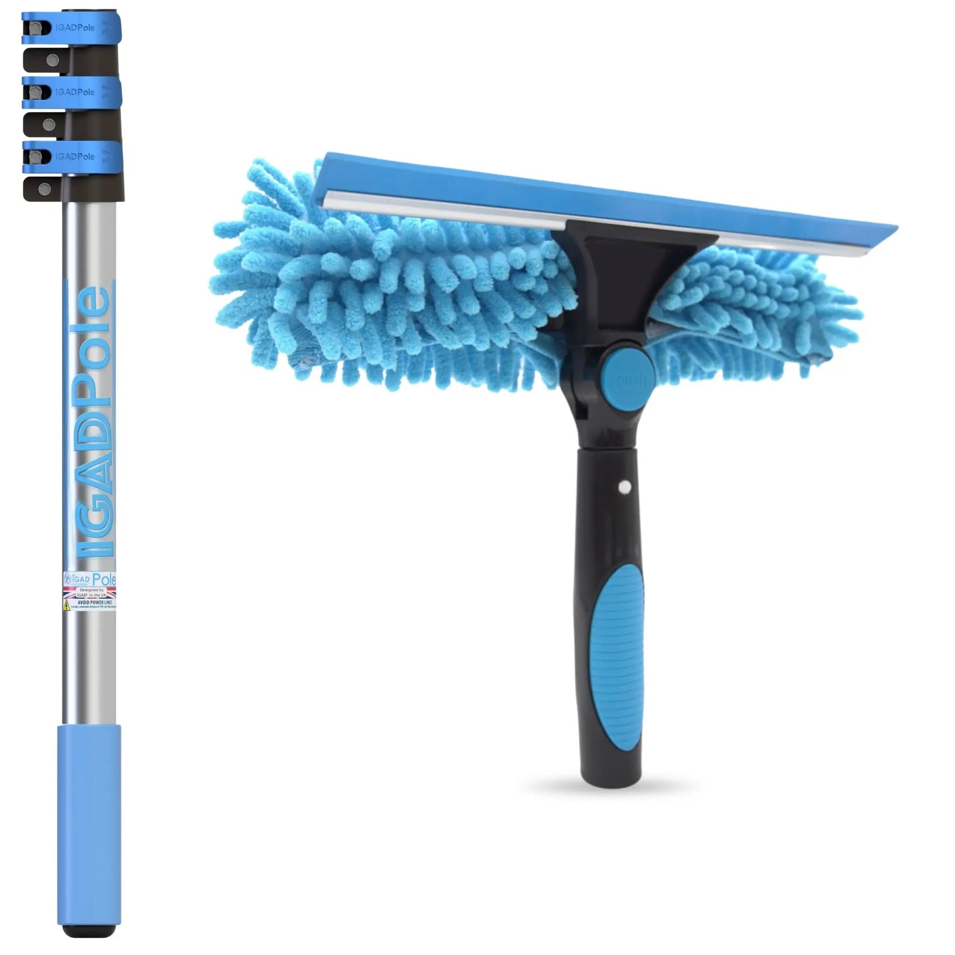 4ft Window Squeegee with Extension Pole, Window Cleaner Tool, Window Cleaning Kit with 4ft Pole (0.9m) & Microfiber Cloths, 2 Blades Replacements & ACME Adapter by IGADPole