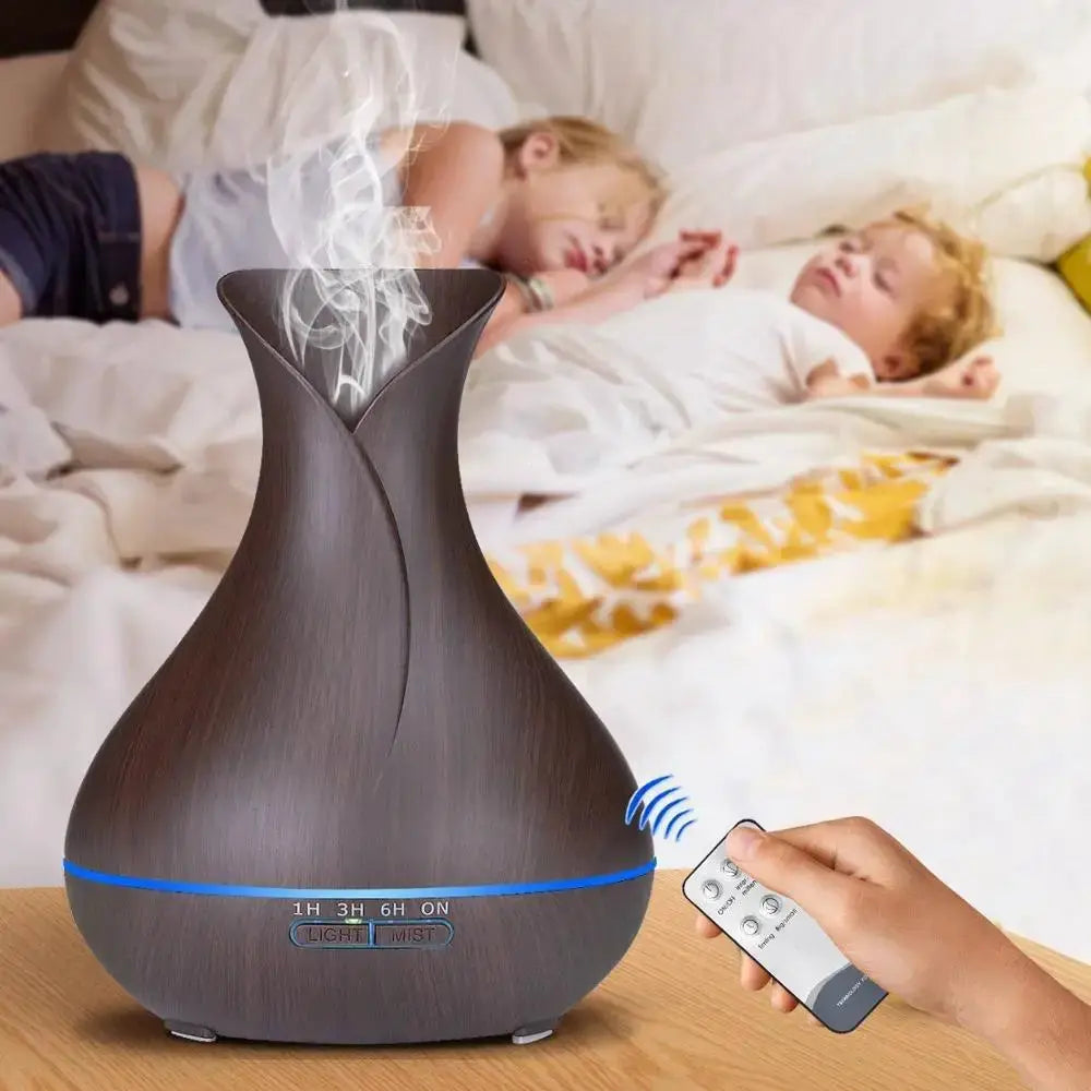 Aromatherapy Humificador Oil Diffuser Ultrasonic Mist Maker Fogger with LED Lamp Wood Grain Air Aroma Humidifier Humificadores by All Mart Bristol Ltd