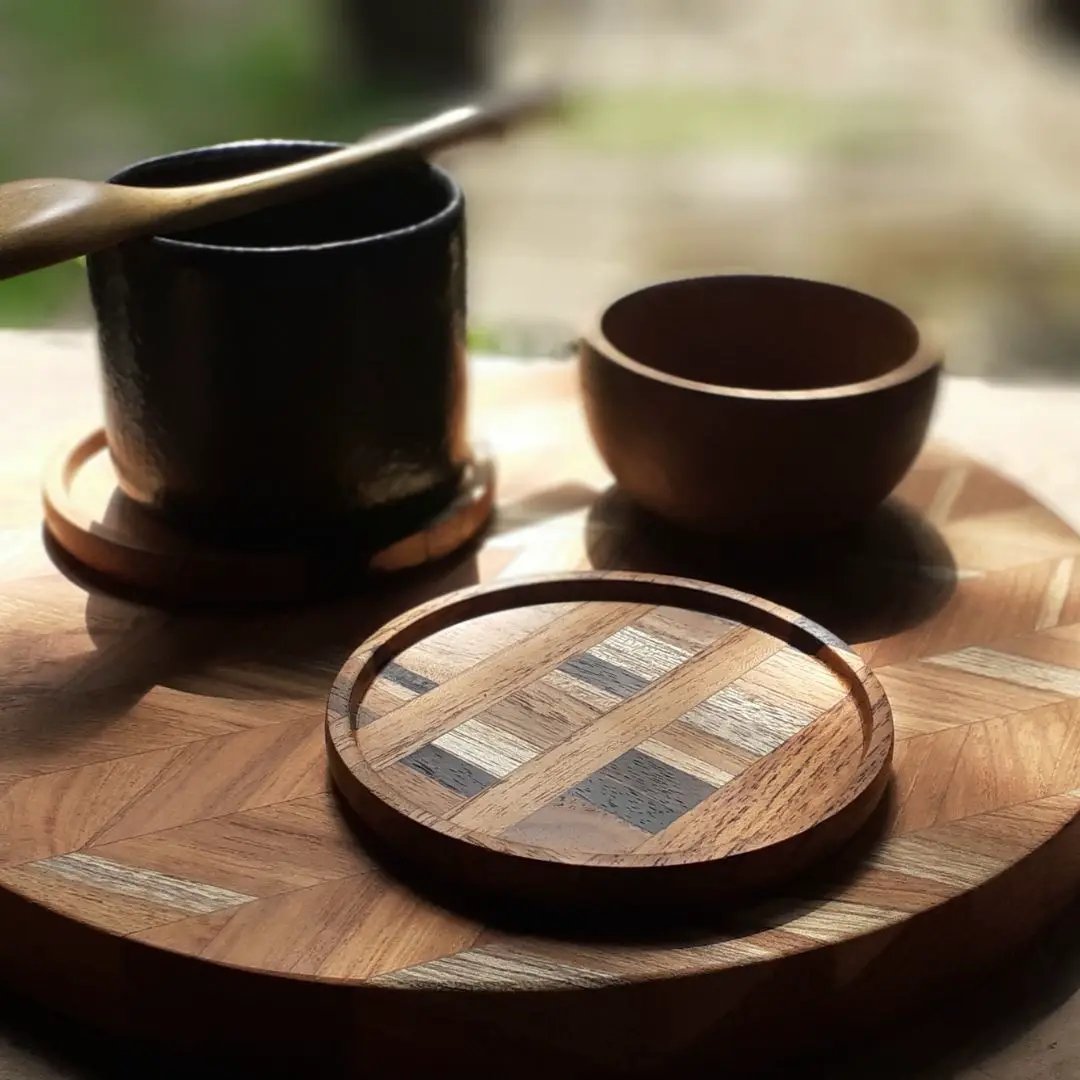 Unique Handmade End Grain Wooden Coasters (Set of 2 or 4) by Paguro Upcycle