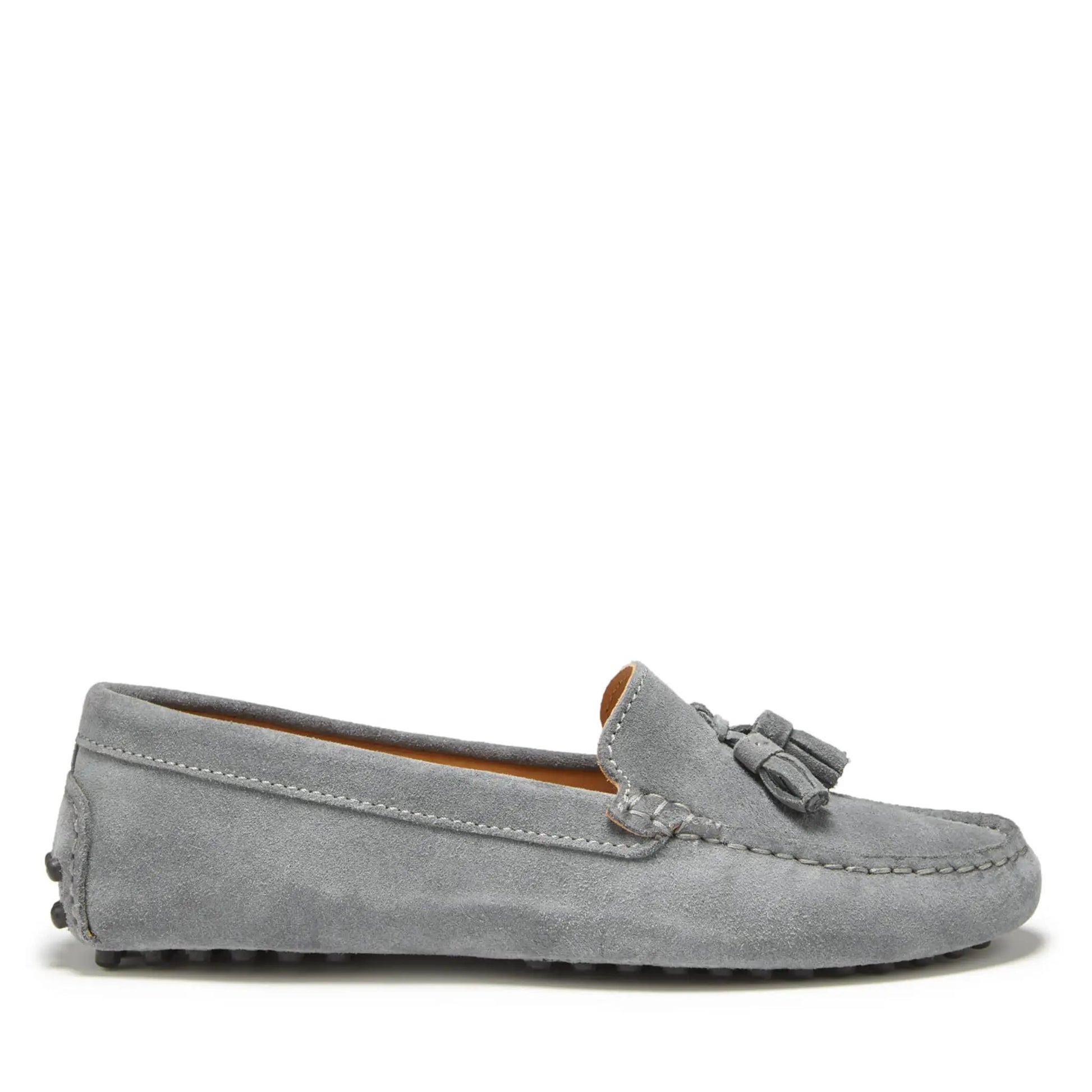 Women's Tasselled Driving Loafers, slate grey suede by Hugs & Co.
