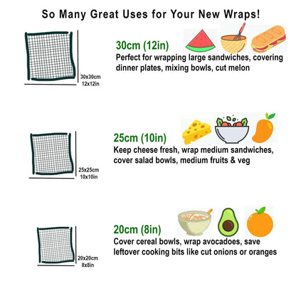 *Set of 3 Handmade Beeswax Wraps | Scandi by Honey Bee Good