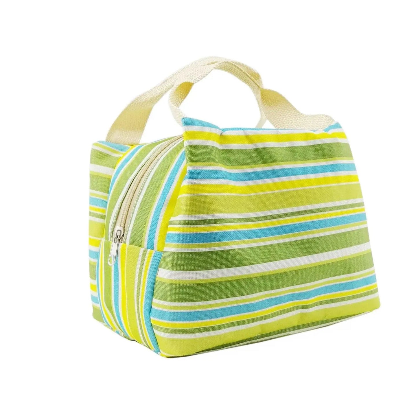 Vinsani Insulated Striped Canvas Thermal Lunch Bag Reusable Portable Cooler Bag Lightweight Convenient Foldable for Work School Picnic Office Adults & Kids by Vinsani