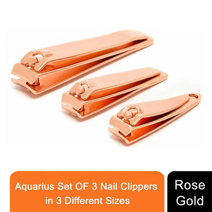 3Pcs Nail Clipper 3Pcs Tweezer 1Pc Eyelash Curler Rose Gold Professional Styling by Aquarius