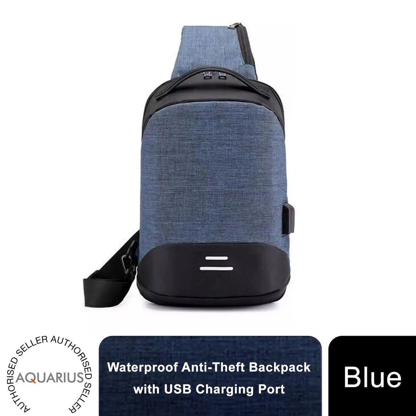 Mens Womens Kids Waterproof USB Laptop, Travel, School Backpack, Anti-Theft Zip by Aquarius
