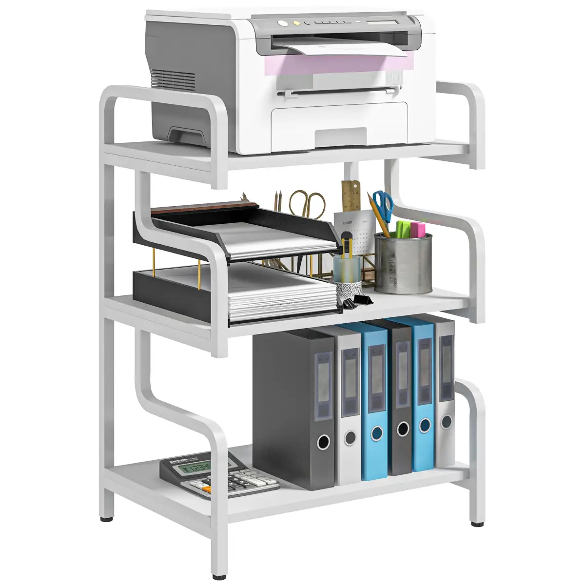 HOMCOM 3-Tier Storage Shelf, Metal Shelves for Storage for Home Office, White by HOMCOM
