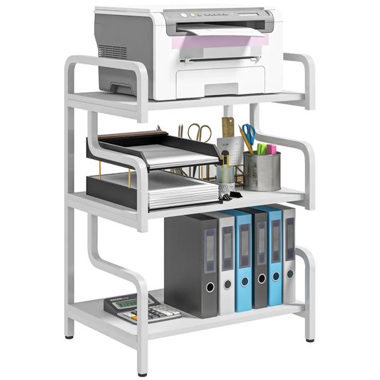 HOMCOM 3-Tier Storage Shelf, Metal Shelves for Storage for Home Office, White by HOMCOM