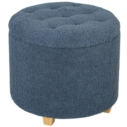 HOMCOM 45cm Round Ottoman with Storage, Lid, Cashmere Footstool by HOMCOM