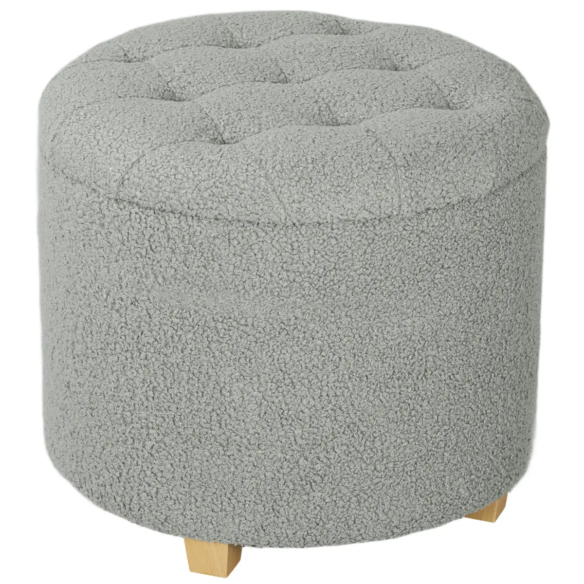 HOMCOM 45cm Round Ottoman with Storage, Lid, Cashmere Footstool by HOMCOM