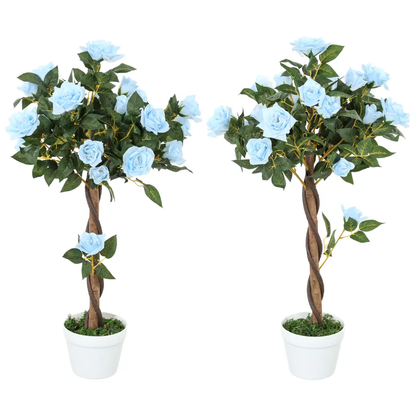 Artificial Camellia Tree Fake 21 Flowers & Nursery Pot Decor, 90cm by Outsunny