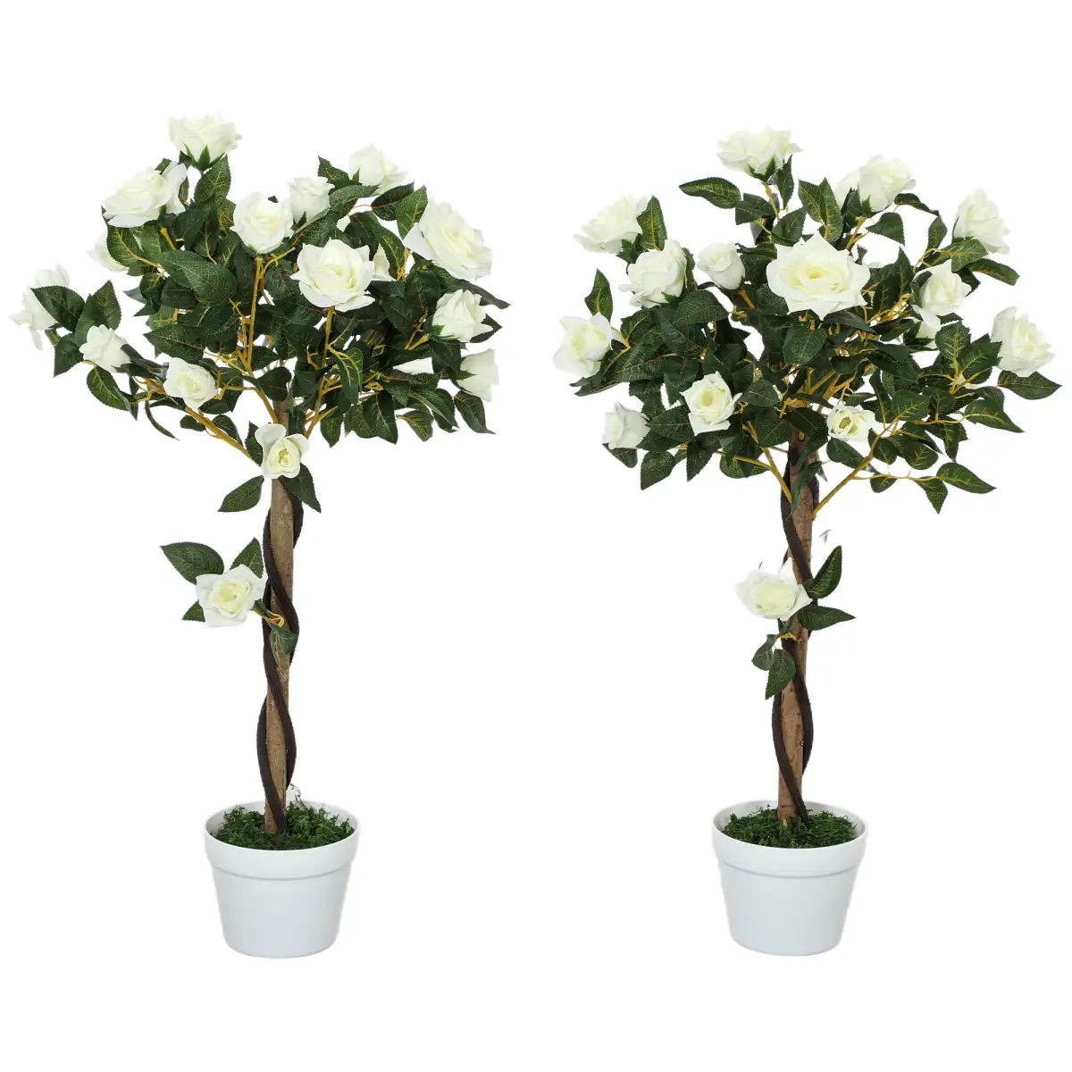 Artificial Camellia Tree Fake 21 Flowers & Nursery Pot Decor, 90cm by Outsunny