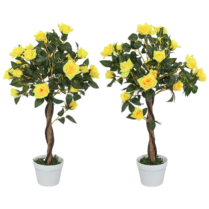 Artificial Camellia Tree Fake 21 Flowers & Nursery Pot Decor, 90cm by Outsunny