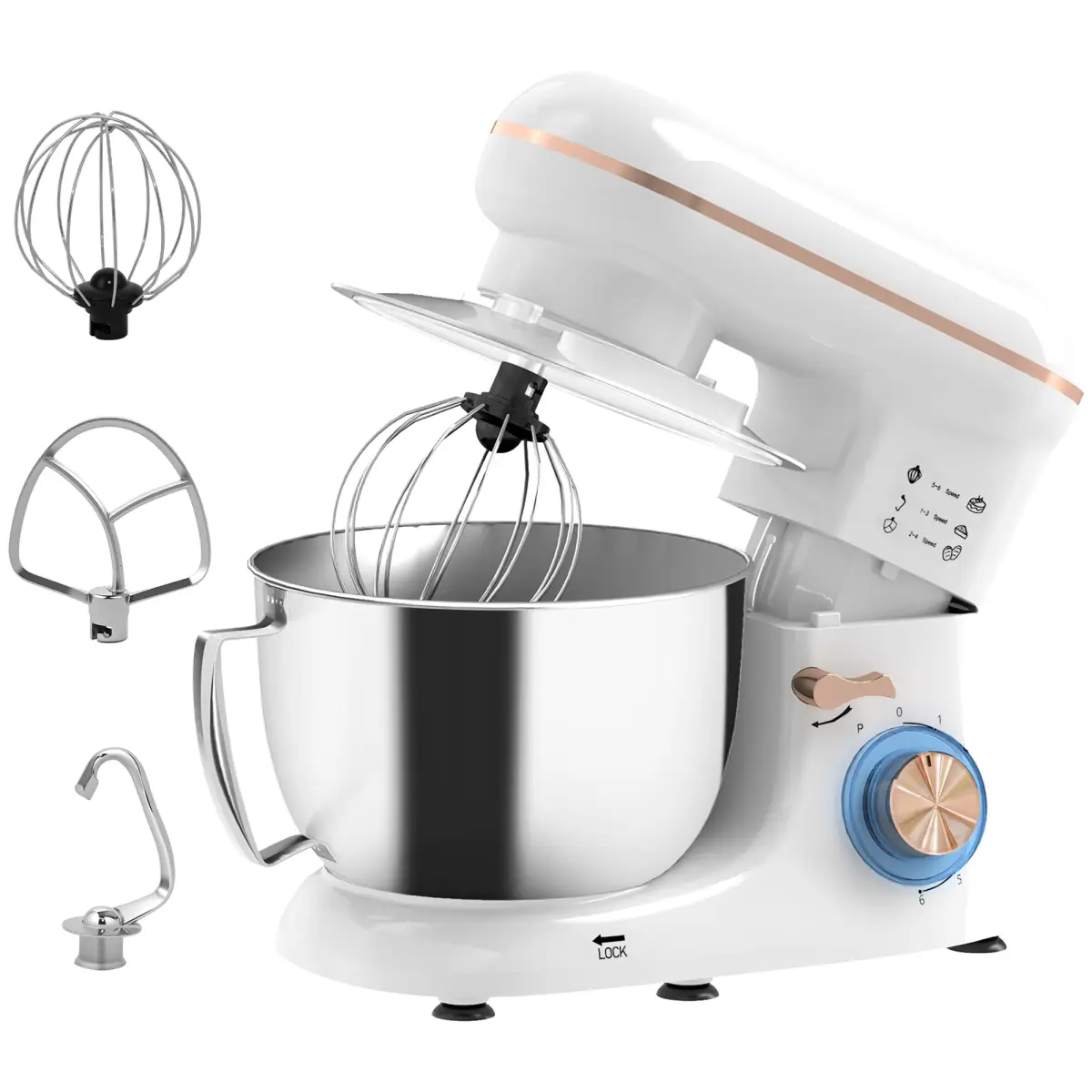 HOMCOM Electric Stand Mixer, 4.5L Food Mixer with Dough Hook, Whisk by HOMCOM