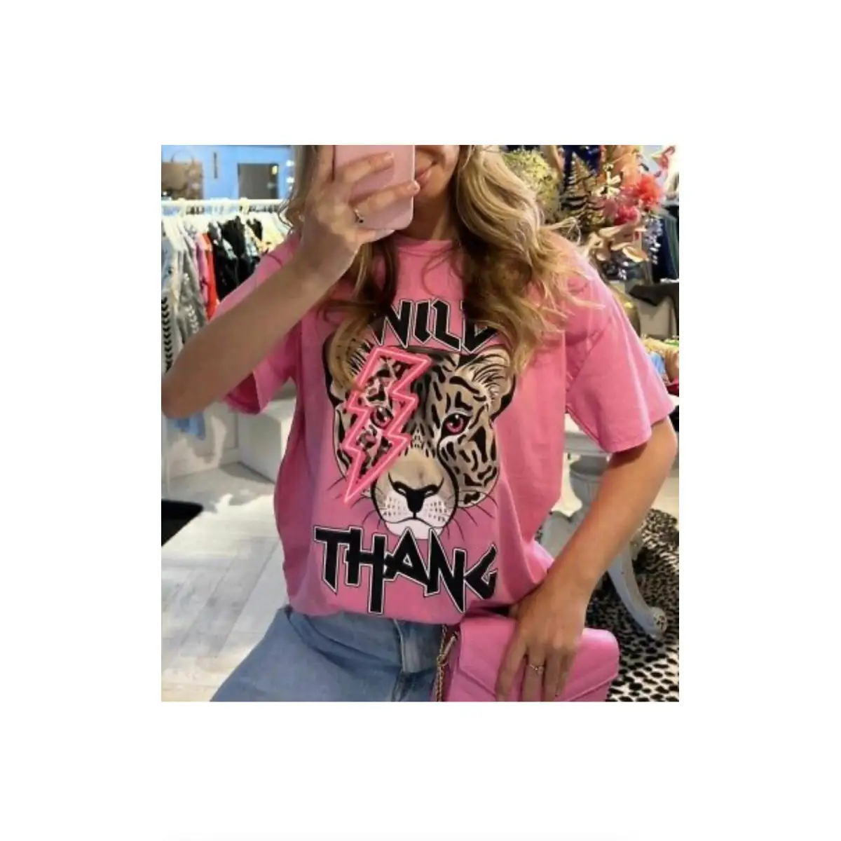 Ladies Oversized Tiger Lightning Wild Thang Short Sleeves T Shirt Top by JustDropShip