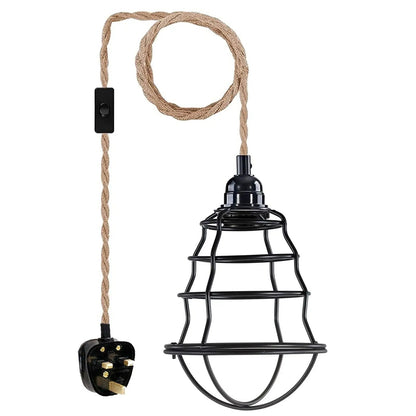 Fabric Hemp Flex Cable kit Plug In Pendant Lamp Light E27 Fitting Vintage Lamp by Ledsone