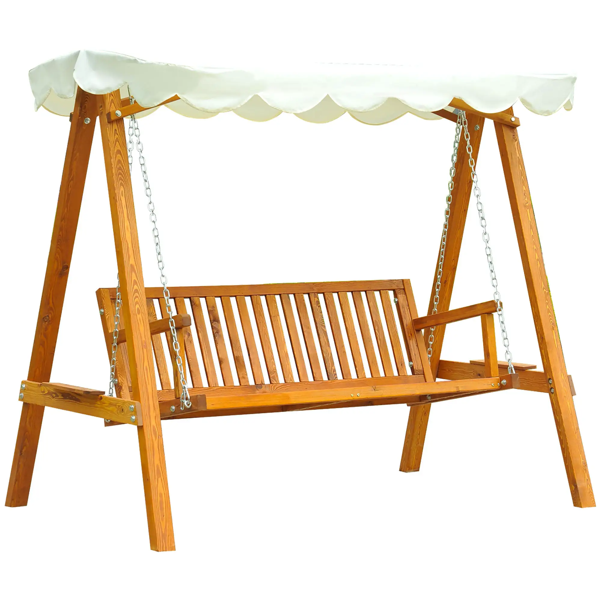 3-Seater Wooden Garden Swing Chair Seat Bench by Outsunny