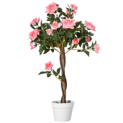 Artificial Camellia Tree Fake 21 Flowers & Nursery Pot Decor, 90cm by Outsunny