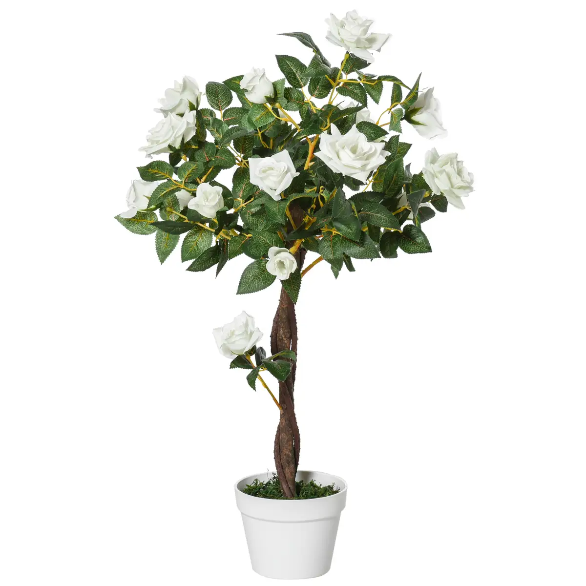 Artificial Camellia Tree Fake 21 Flowers & Nursery Pot Decor, 90cm by Outsunny