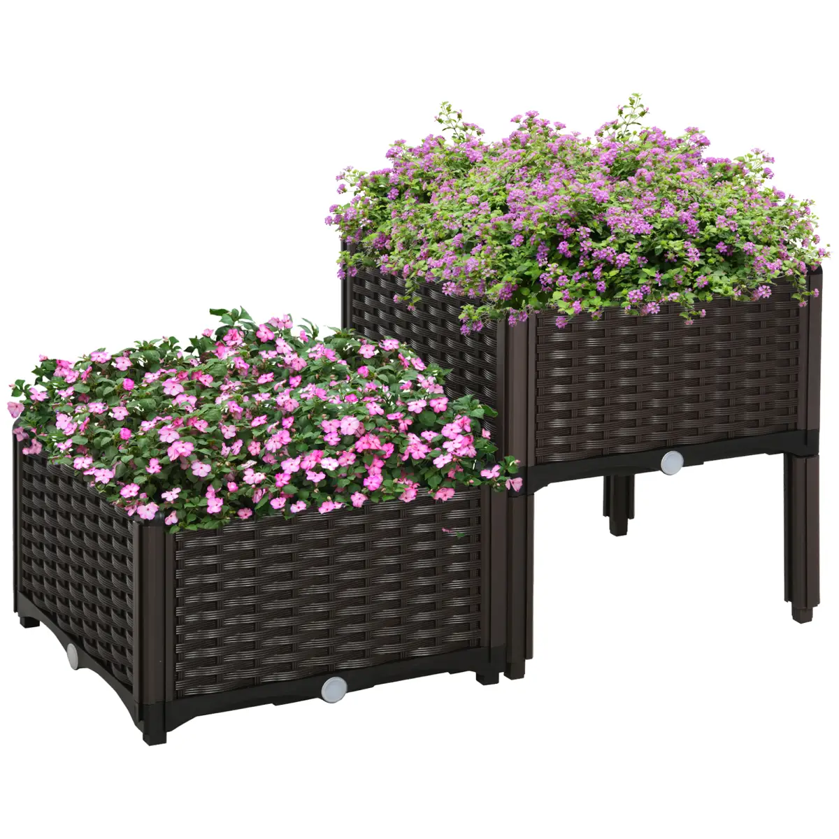 PP Set Of 2 Raised Outdoor Garden Planter Box by Outsunny