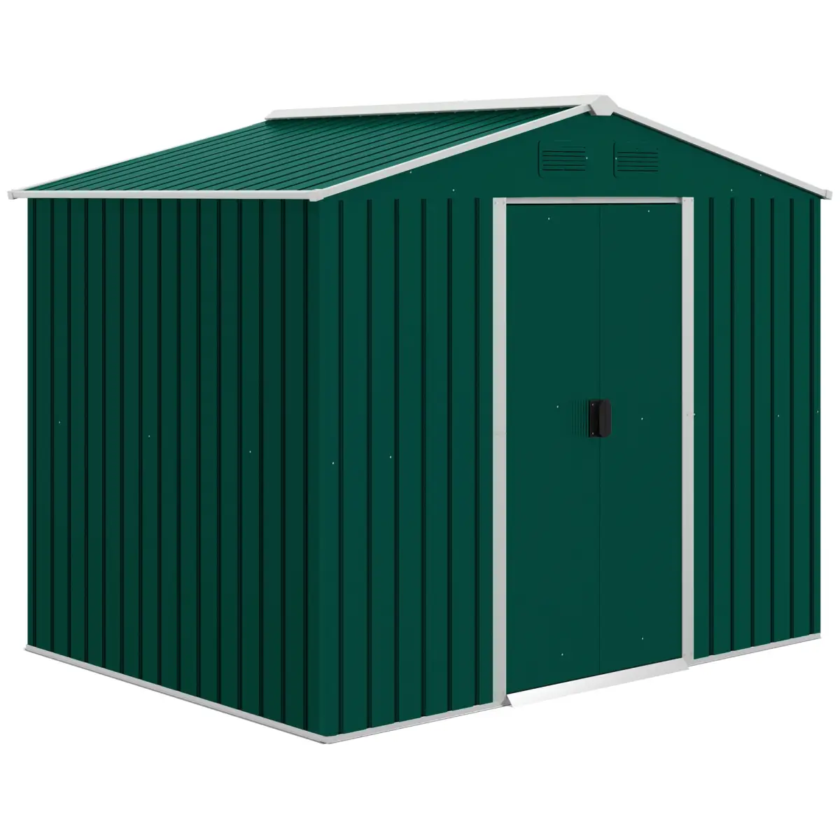 Outdoor Garden Roofed Metal Storage Shed Tool Box Ventilation & Sliding Doors by Outsunny