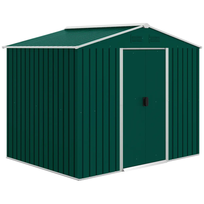 Outdoor Garden Roofed Metal Storage Shed Tool Box Ventilation & Sliding Doors by Outsunny