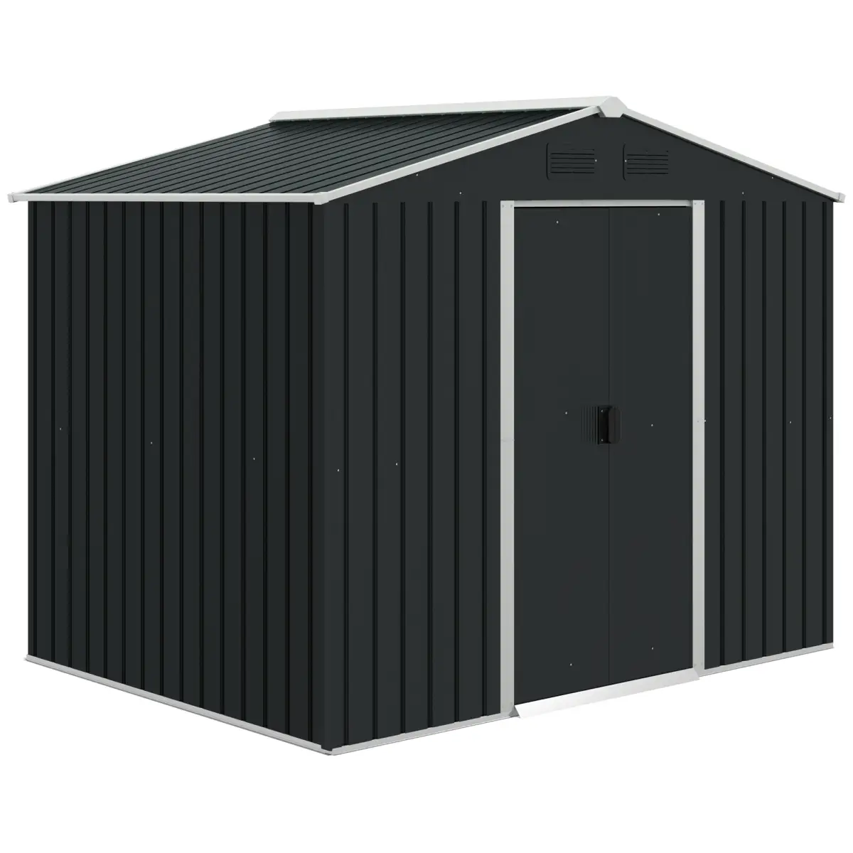 Outdoor Garden Roofed Metal Storage Shed Tool Box Ventilation & Sliding Doors by Outsunny