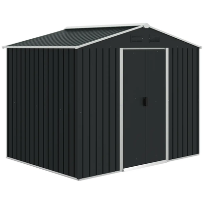 Outdoor Garden Roofed Metal Storage Shed Tool Box Ventilation & Sliding Doors by Outsunny
