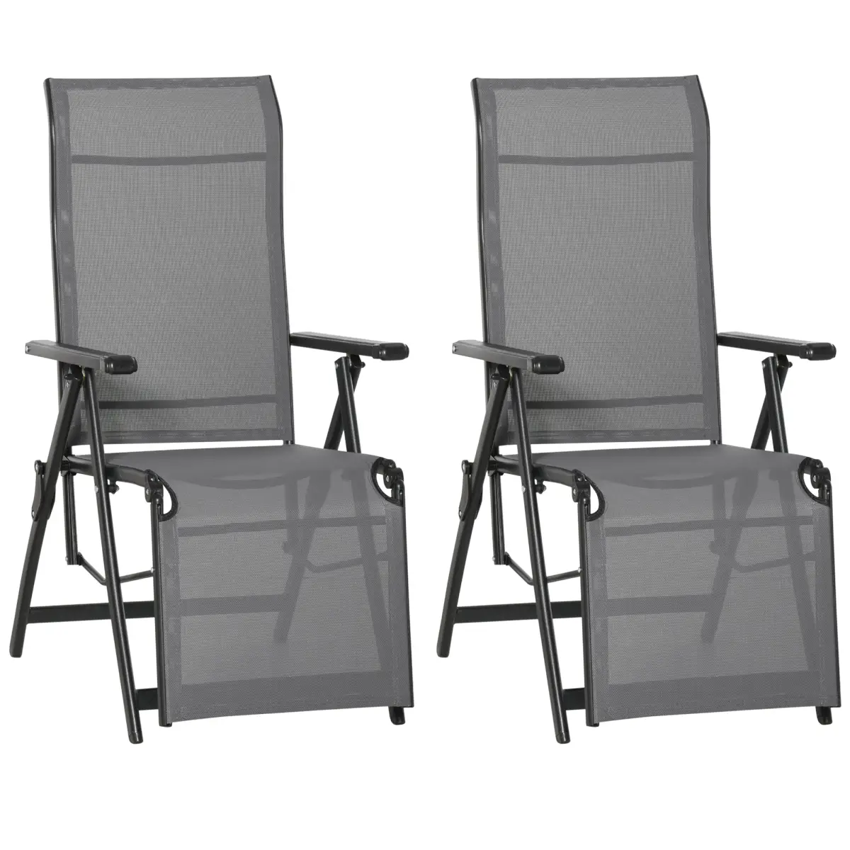 2 Sun Lounger Folding Reclining Lounge Chairs 10 Back & Leg Positions by Outsunny