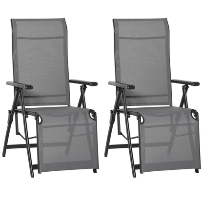 2 Sun Lounger Folding Reclining Lounge Chairs 10 Back & Leg Positions by Outsunny