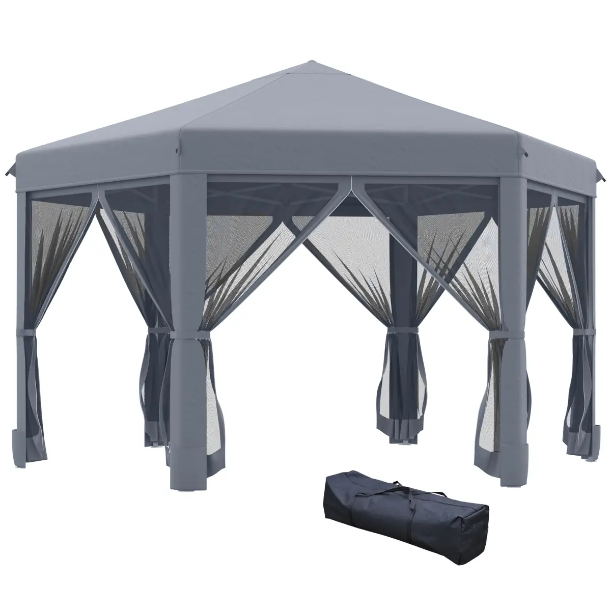 3.2m Pop Up Gazebo Hexagonal Tent Sun Protection with Mesh Sidewalls, Handy Bag by Outsunny