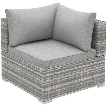 PE Rattan Wicker Corner Sofa Garden Furniture Single Sofa Chair w/ Cushions by Outsunny
