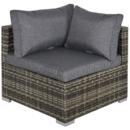 PE Rattan Wicker Corner Sofa Garden Furniture Single Sofa Chair w/ Cushions by Outsunny